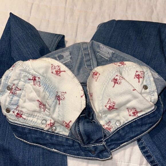 True Religion 28 Bootcut BFFM Highland Meadow Distressed Medium Wash Blue Jeans - Picture 14 of 16